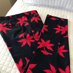 Red and navy pants